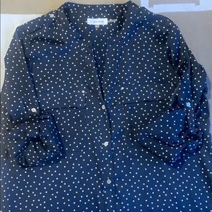 Calvin Klein Navy Polka Dot Blouse